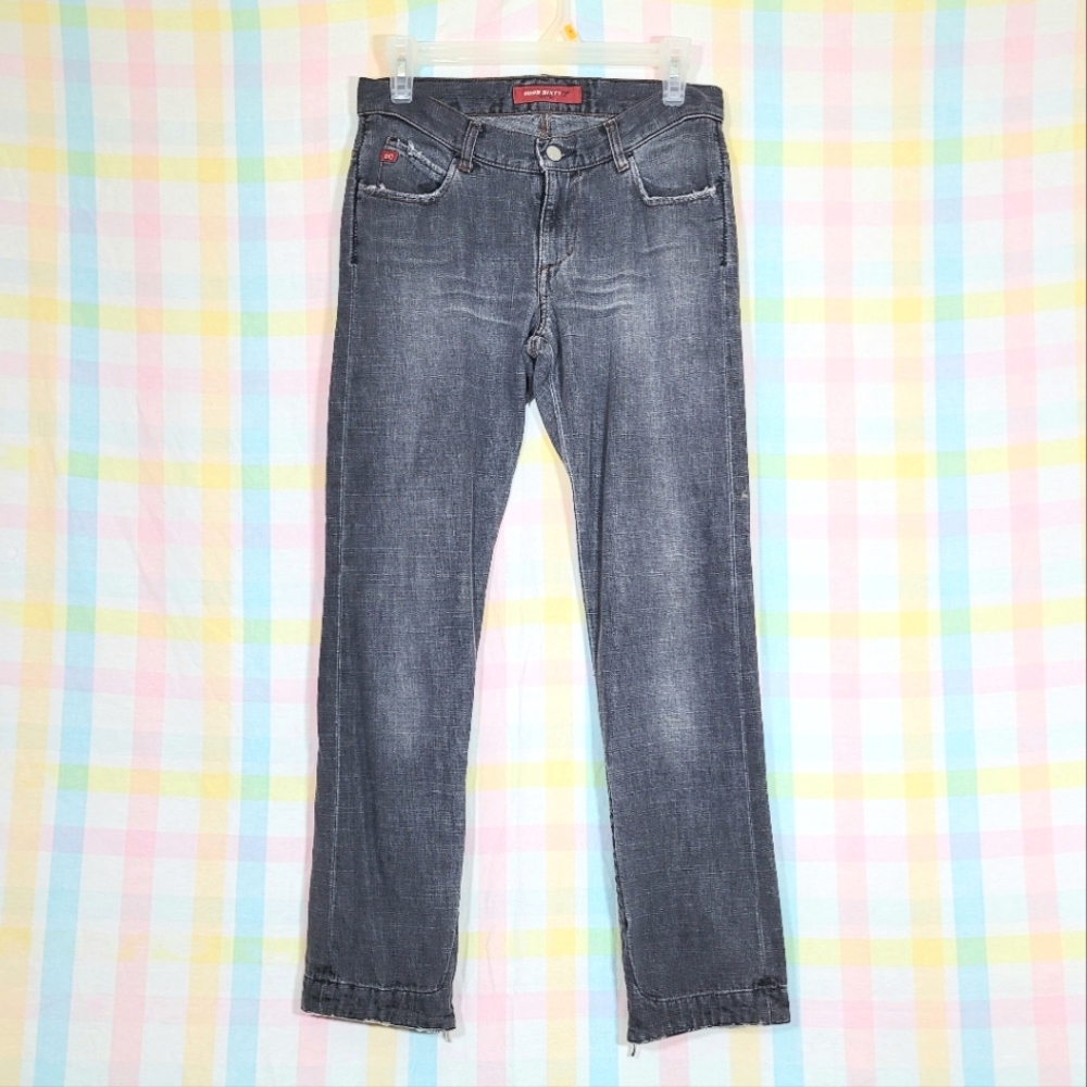 Miss Sixty Basic Italy gray denim punk rock jeans with zipper calf detail